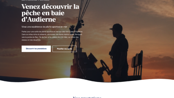 Page d'accueil du site Audierne Fishing, guide de pêche en baie d'Audierne en Bretagne