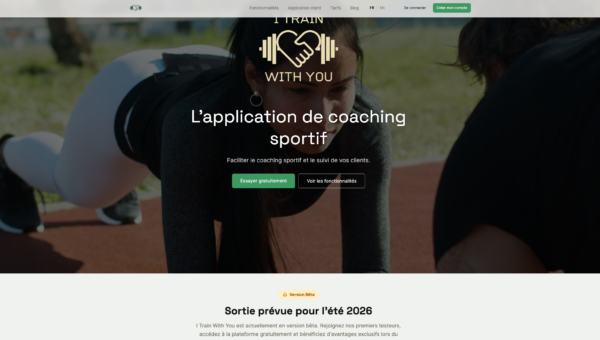Page d'accueil du site I Train With You, application de coaching sportif