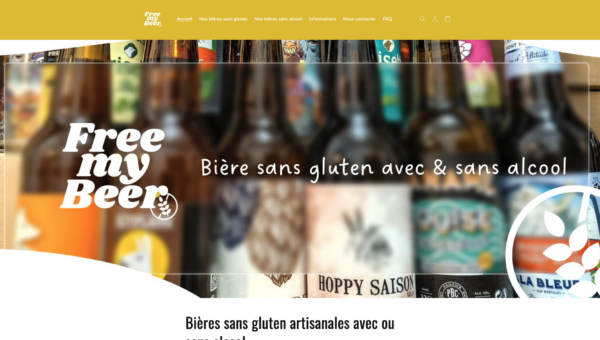 Page d'accueil du site Free My Beer, spécialiste des bières sans gluten et sans alcool