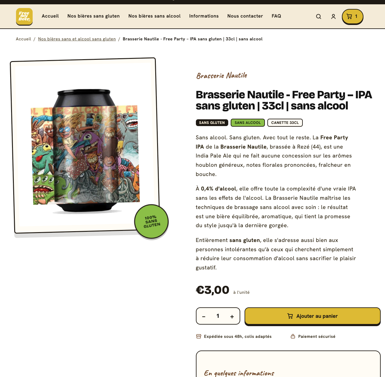 Exemple produit shopify free my beer