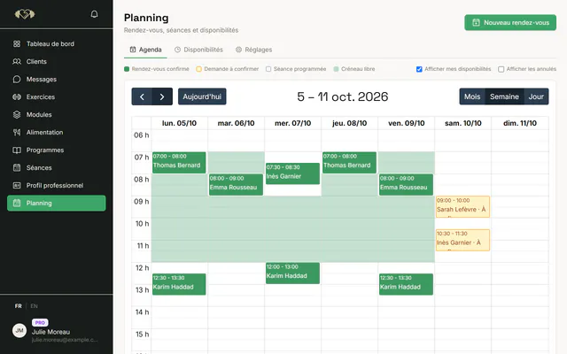 Gestion de calendrier de programme sportif